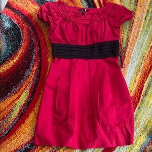 BCBGMaxAzria Hot Pink Dress with Black Waistband